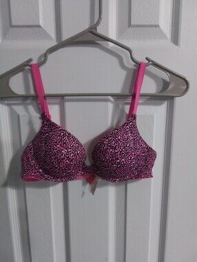 Vintage Pink Leopard Print Push-Up Bra